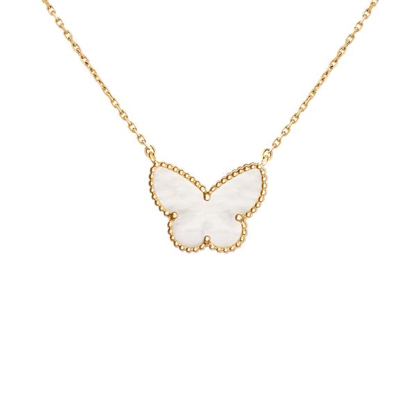 Van Cleef & Arpels Lucky Alhambra kelebek kolye ucu 18K sarı altın, Sedef  VCARD99500 - Like New 2025