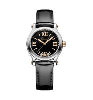 Chopard Happy Sport 30mm Quartz Black Diamond Dial Leather Strap Women's Watch 278590-6015 - Brand New 2025